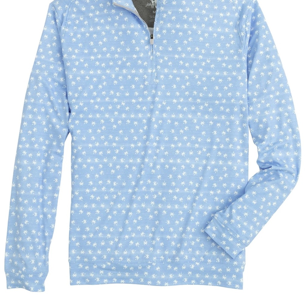 johnnie-o Jeffe Performance 1/4 zip pullover Mens XL Palm Tree Maliblu Blue